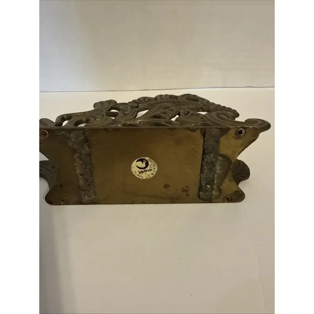 Vintage Napkin/Letter Holder Solid Brass Art Nouveau Ornate Teleflora. ￼